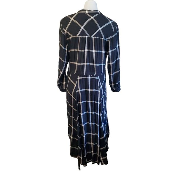 Altard State Medium Black & White Plaid Button-Down Midi Dress With Tie Waist - Picture 4 of 10